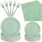 100-Piece Sage Green Paper Plates and Napkins Set – Disposable Tableware with Forks, Perfect for Weddings, Birthdays, Bridal Showers, and Baby Showers. Serves 25 Guests.